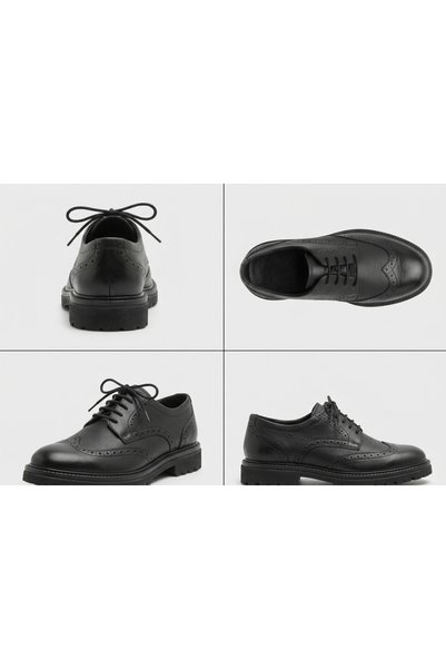 ERDOĞAN TULGAR Genuine Leather Italian Style Eva High Sole Odorless Black Classic Men's Shoes Te0404