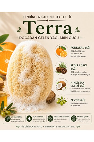 Lavandula Terra-Kendinden sabunlu kabak lifi - Portakal + Sedir ağacı- Odunsu...