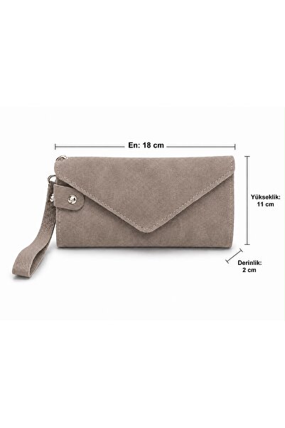 PaminBags Aksesuar Gerçek Süet Deri Kapaklı Kartlık Detaylı El Çantası PMN00105