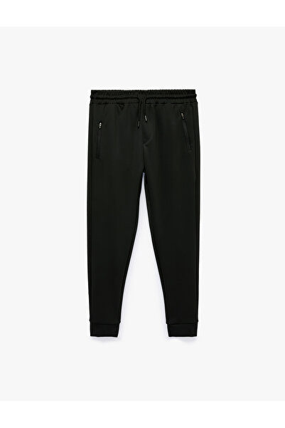 Koton Scuba Fabric Sports Jogger Sweatpants with Lace-Up Waist, Zipper Pockets