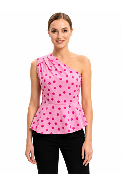YBBOUTİQUE Tek Omuz Puantiyeli Peplum Bluz
