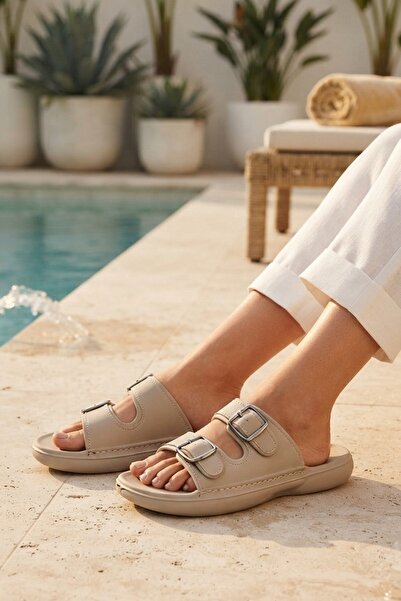 İncim Sand Daily Beach Pool Beach Slippers Double Strap Women's Slippers