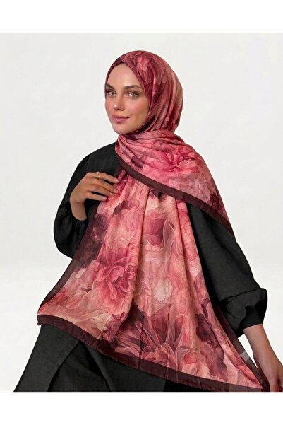 Alse Butik Burgundy Patterned Bamboo Shawl, No Ironing Required