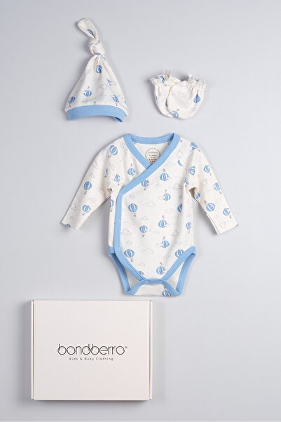 Bondberro 100% Cotton Set of 3 Baby Double Breasted Hat, Gloves and Bodysuit ...