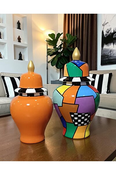 VERA HOME DECOR Ceramic, Hand-Painted, Decorative, Colorful, and Checkered Pa...