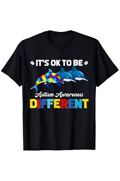 799 Cute Puzzle Dolphin It's Ok To Be Different Autism Awareness Men's Qualit...