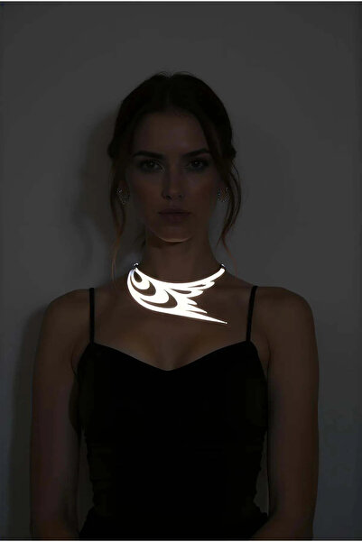 Angels Passion Choker Necklace with White Reflective Bird Wing and Eye Detail...
