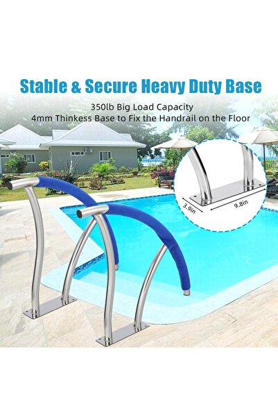 Garvee Stainless Steel Pool Handrail 30x30 Inch Heavy Duty Integrated Safety ...