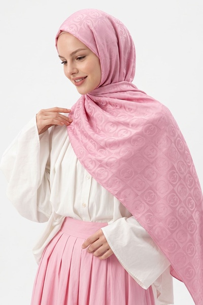 InStyle G Desen Pembe Jakarlı Pamuk Şal