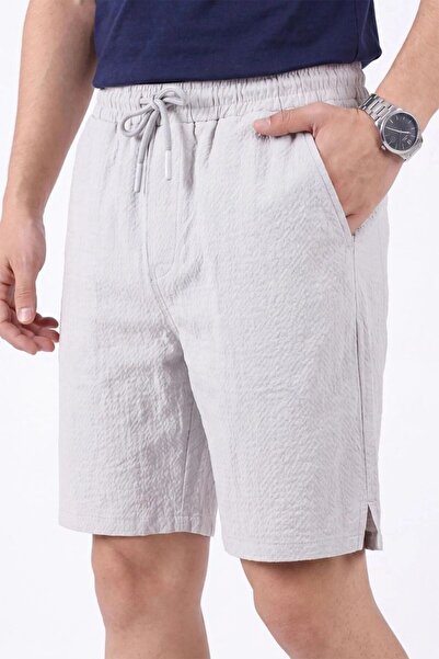 EXSPORT Men's Silver Striped Adjustable Waist Slit Shorts