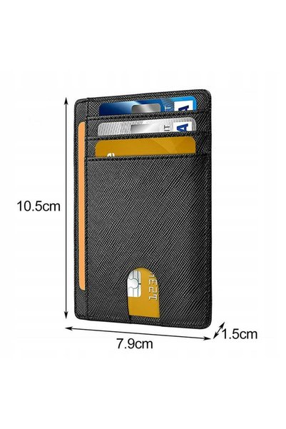 Korbi Portofel subțire pentru bărbați cu protecție RFID - Piele neagră