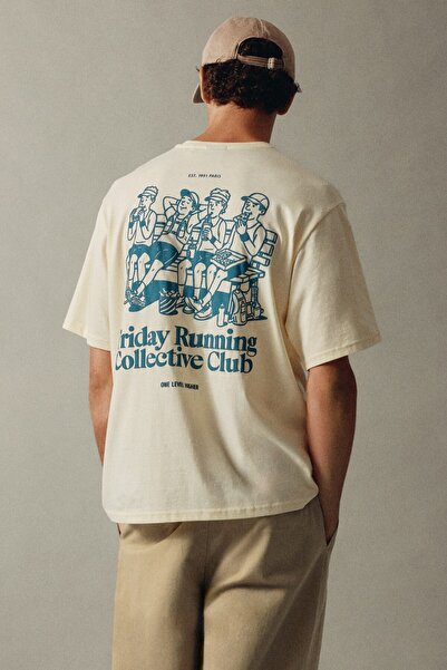 Pull & Bear Friday Running Club baskılı tişört