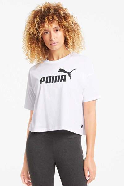 Puma Ess Cropped No. 1 Logo Women's White Casual Style Cotton Sports T-Shirt