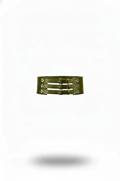 Angels Passion Khaki Women's Belt Thick Corset Studded Belt
