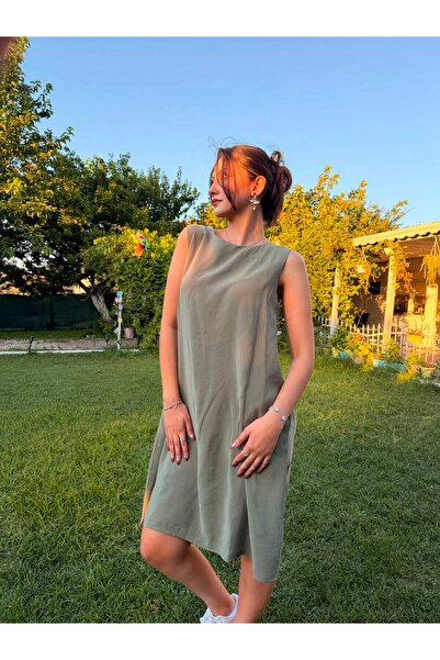 ALMİLA MODA Haki Tensel Elbise