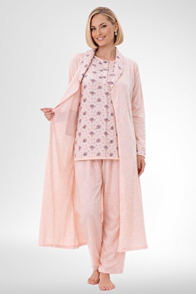 Mecit Pijama Mecit 6316 Powder Women's Plus Size Pajama Set with Robe