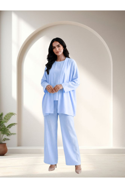 FNM Women's Summer 3-Piece Matching Set – Light Open Jacket, Crewneck Top, an...