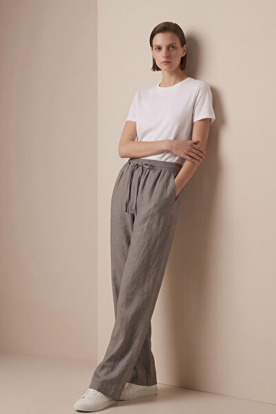 BARRELS AND OIL Women's Elastic Waist Square Pocket Loose Trousers - Anthracite