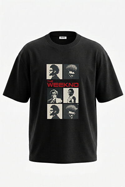 Anetos The Weeknd_31 Design Printed Oversize Black T-Shirt