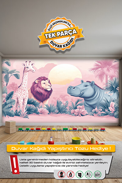 DECOMALL (Kids-17) Çocuk Bekek Genç Odası Tek Parça Duvar Kağıdı Kabartmalı 3...