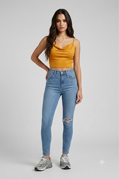 Levi's ® بنطلون جينز نسائي ضيق للغاية من ماركة ميل هاي بتفاصيل ممزقة - 0230
