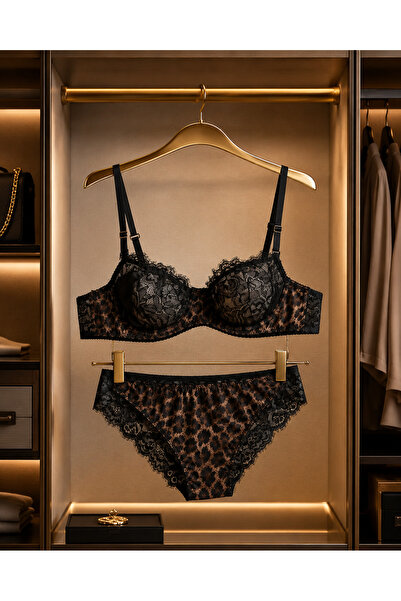 Veloura Desire Leopar Dantel Bralet Takım