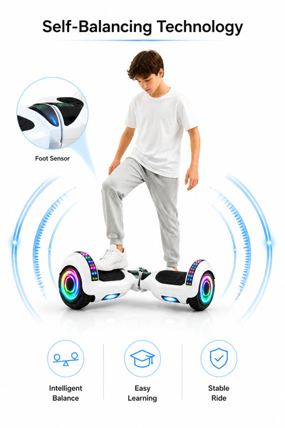 Ummelia Mars Pro 8" Smart Hoverboard |300W Self-Balancing Electric Scooter with Bluetooth |LED Wheels| App Control| 36V Battery| 150kg Capacity