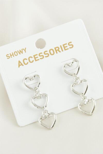 ZERO LAND Ilkestor Heart Tr Metal (215453) Earring-Silver Color
