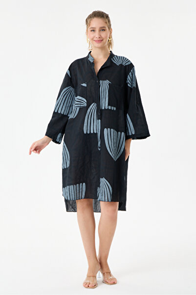 della moor Black Italian Plus Size Ethnic Pattern Tunic Shirt Dress 42 - 46 Size