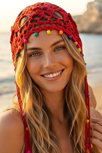 Mood Agenda Women's Bohemian Beaded Knitted Bandana Beanie Colorful Beaded Su...