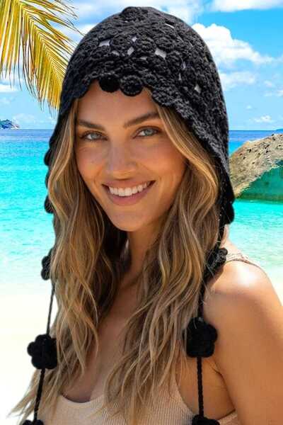 Uniquetrenders Women's Floral Motif Knitted Bandana Beanie Bohemian Summer Hat