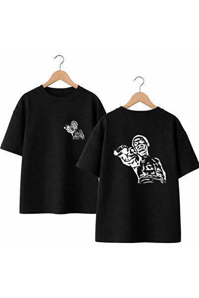 playwear تي شيرت بطباعة على الظهر والصدر الأمامي من القطن بنسبة 100%، مقاس كب...