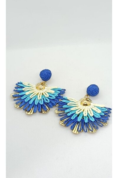 ndjewelry أقراط ماريس الزرقاء المصنوعة من الخوص