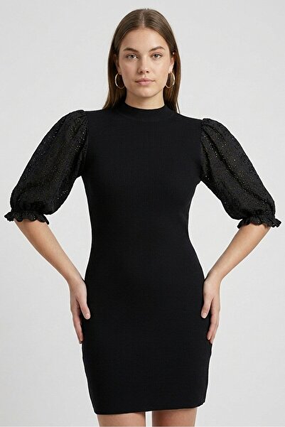 Maje Women Knitted Mini Dress, Black