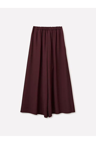 Sisley Kadın Mürdüm %100 Viskoz Bol Paça Krep Pantolon