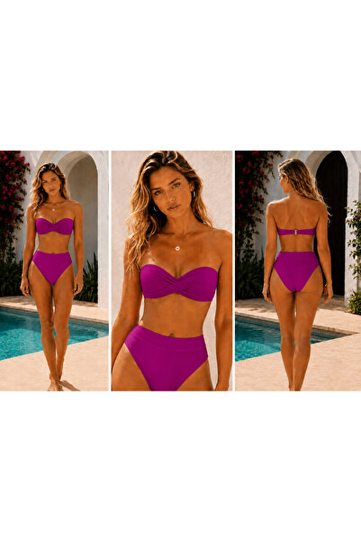 Pierre Cardin Yarım Dolgulu Yüksek Bel Bikini Takımı - Kombinli, Hızlı Kuruma