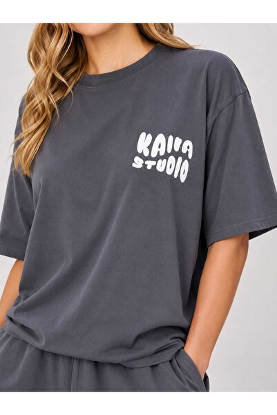 ZAVIXO Women's Kaira Studio Printed 100% Cotton Oversize Shorts 2-Piece Set C...