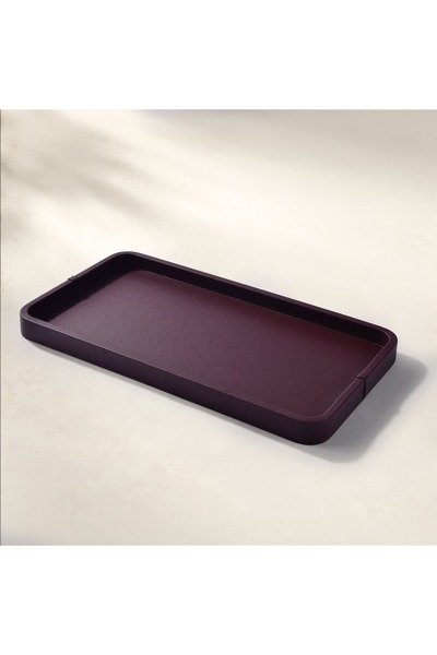 Qua Home Marta Dekoratif Deri Tepsi Bordo 50x27x3 Cm