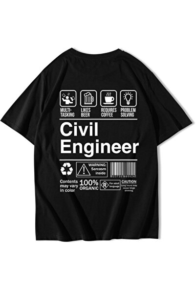 BRZ COLLECTION Unisex Oversize Civil Engineer T-Shirt Black