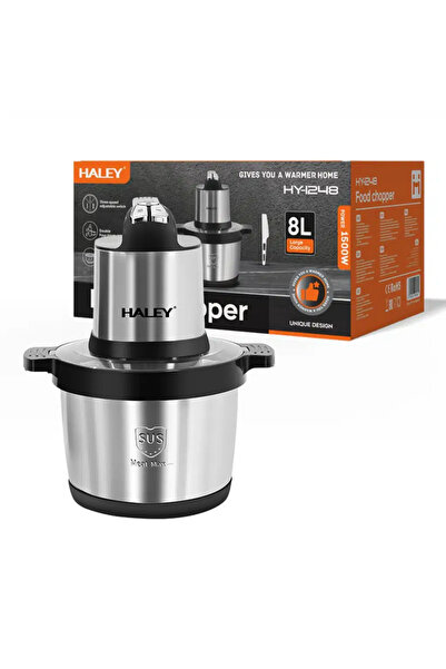 HALEY Tocător Electric HY-1248, 1500W, Bol Inox 8L, 4 Lame din Oțel Inoxidabi...