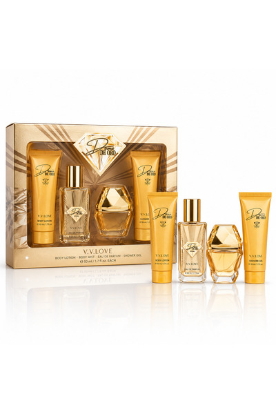 V.V LOVE Set cadou pentru femei V.V.LOVE® Dama de Oro, BODY MIST, EDP, LOȚIUN...