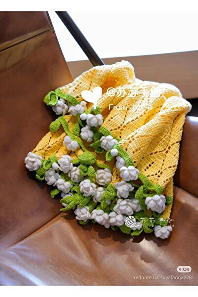 ARTTMACRAME Hand Knitted Bouquet Model Tv Blanket and Shoulder Shawl – Soft, ...