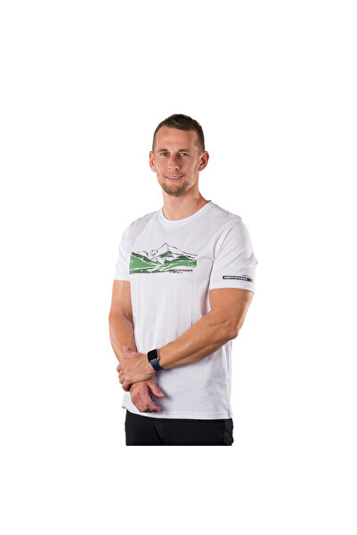 NORTHFINDER Tricou bărbați din bumbac organic, croială regular BARTO, Alb
