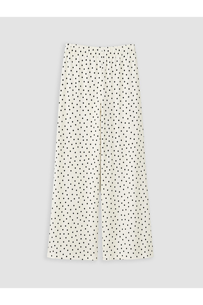 LC Waikiki Lcw Kids Ecru Polka Dot Wide Leg Girls' Sweatpants