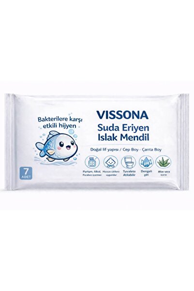 Vissona Biyobozunur Mini Islak Mendil %100 Ağaç Lifi Alkolsüz Hassas Ciltler ...