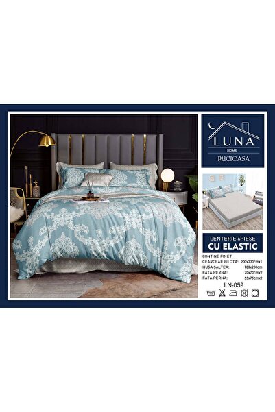 Pucioasa Lenjerie de Pat Finet Gros 6 Piese Cearceaf cu Elastic 180x200 cm