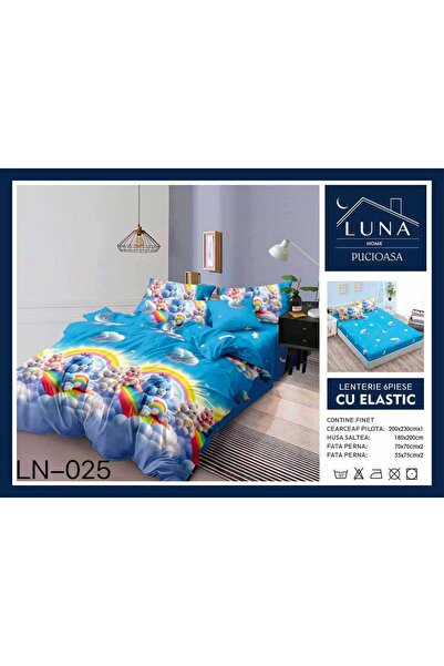 Pucioasa Lenjerie de Pat Finet Gros 6 Piese Cearceaf cu Elastic 180x200 cm