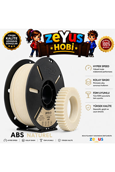 ZEYUS HOBİ ABS 3D Yazıcı Filamenti NATUREL 1.75 mm – ±0.02 mm Hassasiyet