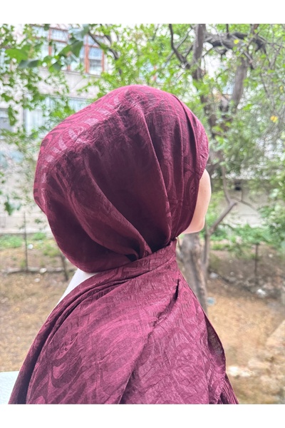 shalby Hijab Cotton Soft Textured Big Loop Ss Pattern Jacquard Shawl Cherry