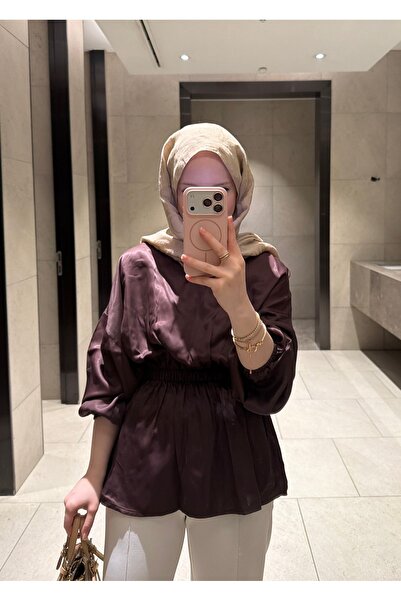 Çınar Couture SATEN KAHVERENGİ BLUZ